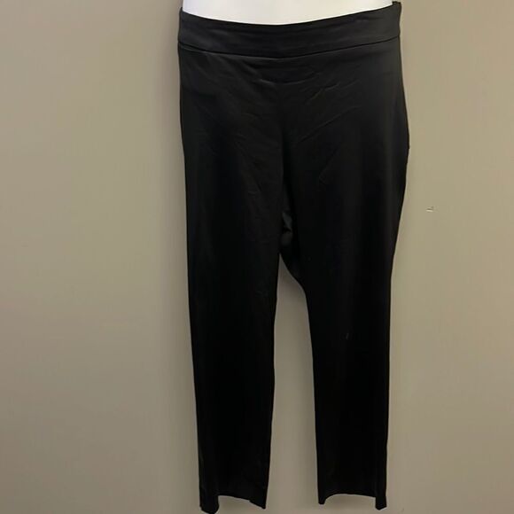Talbots Black Faux Leather Curvy Petite Leggings w/ Side Closure- Size 14 Petite - Picture 1 of 16